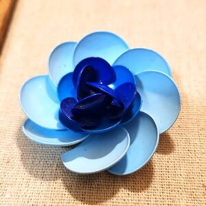 Vintage Signed Coro Blue Flower Pin